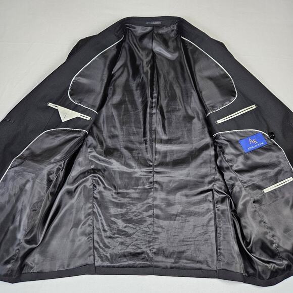 Apollo King Double Breasted Blazer Peak Lapel Black Mens 44R Suit Jacket Classic - Picture 8 of 16